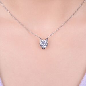 Cat Cubic Zirconia Silver Necklace - IDiamond