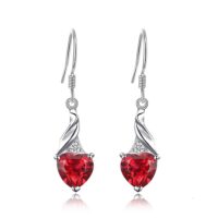Heart Ruby Silver Earrings - IDiamond
