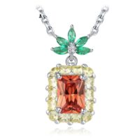Square Emerald Cubic Zirconia Silver Necklace - IDiamond