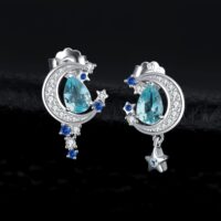 Moon Topaz Sapphire Silver Earrings - IDiamond