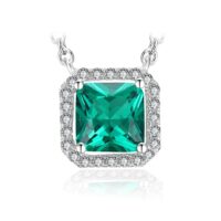 Square Emerald Silver Necklace - IDiamond