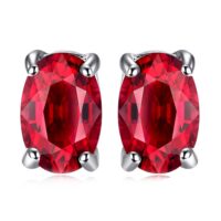 Oval Ruby Silver Earrings - IDiamond