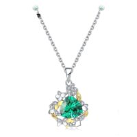 Triangle Emerald Silver Necklace - IDiamond