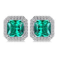 Square Emerald Silver Earrings - IDiamond