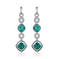 Pendant Emerald Silver Earrings - IDiamond