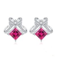 Bow Sapphire Silver Earrings - IDiamond