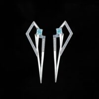 Geometric Cubic Zirconia Spinel Silver Earrings - IDiamond