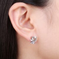Heart Bow Amethyst Silver Earrings - IDiamond