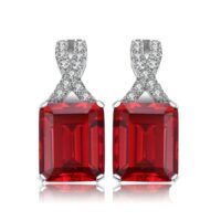 Square Ruby Silver Earrings - IDiamond