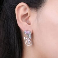 Geometric Cubic Zirconia Silver Earrings - IDiamond