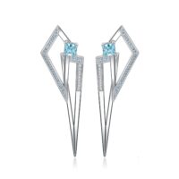 Geometric Cubic Zirconia Spinel Silver Earrings - IDiamond