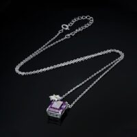 Square Sapphire Silver Necklace - IDiamond