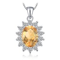 Oval Citrine Silver Pendant - IDiamond