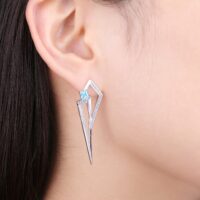 Geometric Cubic Zirconia Spinel Silver Earrings - IDiamond