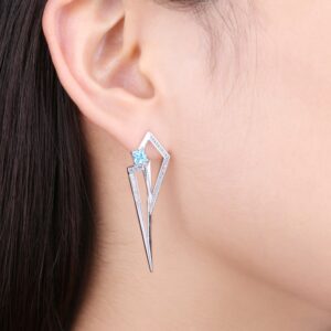 Geometric Cubic Zirconia Spinel Silver Earrings - IDiamond