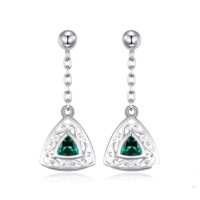 Triangle Emerald Silver Earrings - IDiamond