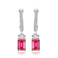 Square Ruby Silver Earrings - IDiamond