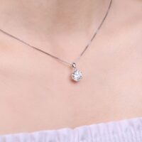 Round Moissanite Silver Pendant - IDiamond
