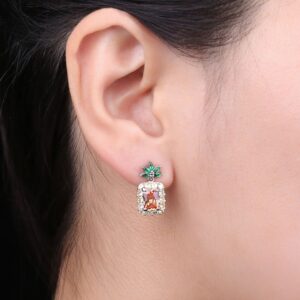 Pineapple Emerald Silver Earrings - IDiamond