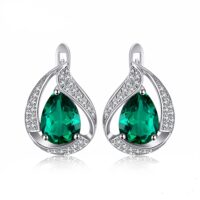 Drop Emerald Silver Earrings - IDiamond