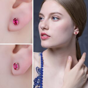 Oval Ruby Silver Earrings - IDiamond