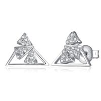 Triangle Bow Cubic Zirconia Silver Earrings - IDiamond