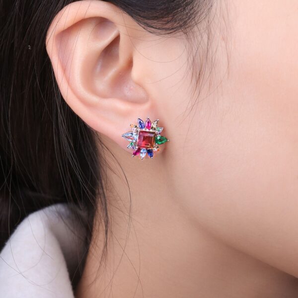 Tourmaline Ruby Silver Earrings - IDiamond