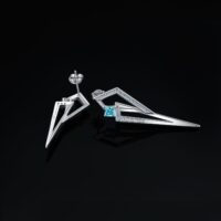 Geometric Cubic Zirconia Spinel Silver Earrings - IDiamond