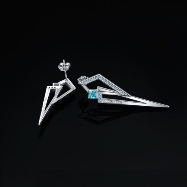 Geometric Cubic Zirconia Spinel Silver Earrings - IDiamond