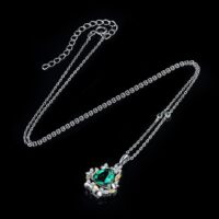 Triangle Emerald Silver Necklace - IDiamond
