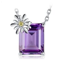 Square Sapphire Silver Necklace - IDiamond