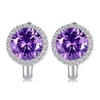 Round Sapphire Silver Earrings - IDiamond