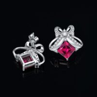 Bow Sapphire Silver Earrings - IDiamond