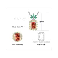 Square Emerald Cubic Zirconia Silver Necklace - IDiamond