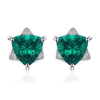 Triangle Emerald Silver Earrings - IDiamond