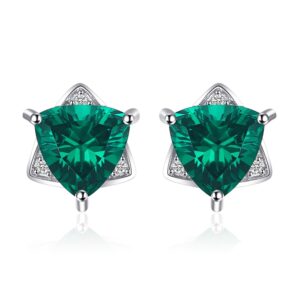 Triangle Emerald Silver Earrings - IDiamond