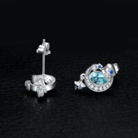 Moon Topaz Sapphire Silver Earrings - IDiamond