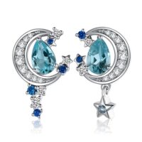 Moon Topaz Sapphire Silver Earrings - IDiamond