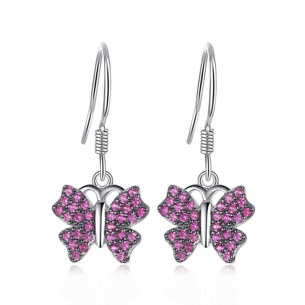 Butterfly Ruby Silver Earrings - IDiamond