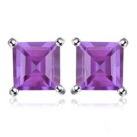 Square Amethyst Silver Earrings - IDiamond