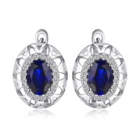 Oval Sapphire Silver Earrings - IDiamond