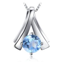 Round Topaz Silver Pendant - IDiamond