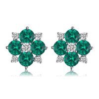 Quatrefoil Emerald Silver Earrings - IDiamond