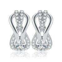 Node Cubic Zirconia Silver Earrings - IDiamond