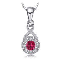 Round Ruby Silver Pendant - IDiamond