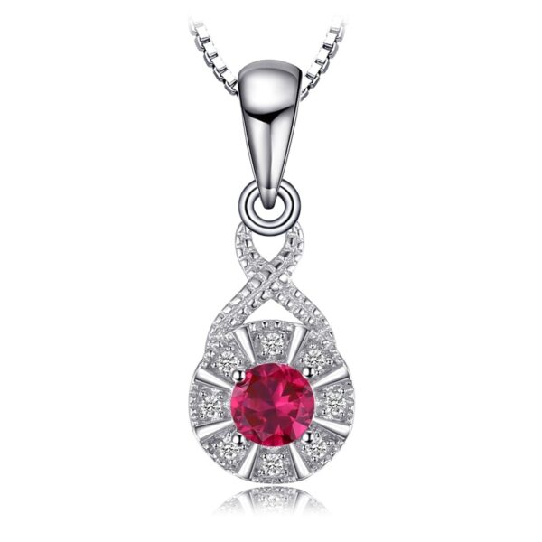Round Ruby Silver Pendant - IDiamond
