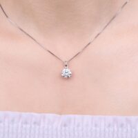 Round Moissanite Silver Pendant - IDiamond