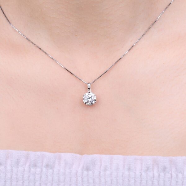 Round Moissanite Silver Pendant - IDiamond
