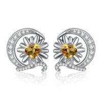 Sunflower Citrine Silver Earrings - IDiamond