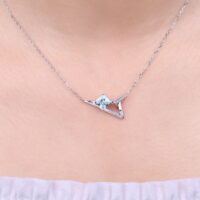 Geometric Cubic Zirconia Spinel Silver Necklace - IDiamond